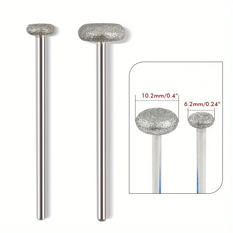 2 รูปแบบรอบแบนเพชร Burrs-เพชรเท้าเจาะเล็บ Bits สําหรับเครื่องมือโรตารี่, เพชรเจาะเล็บบิตสําหรับบด Dead