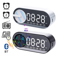 Bluetooth Music Player Alarm Clock Wireless LED Mirror Screen Display Digital Clock with RGB Light Stereo FM Radio Player