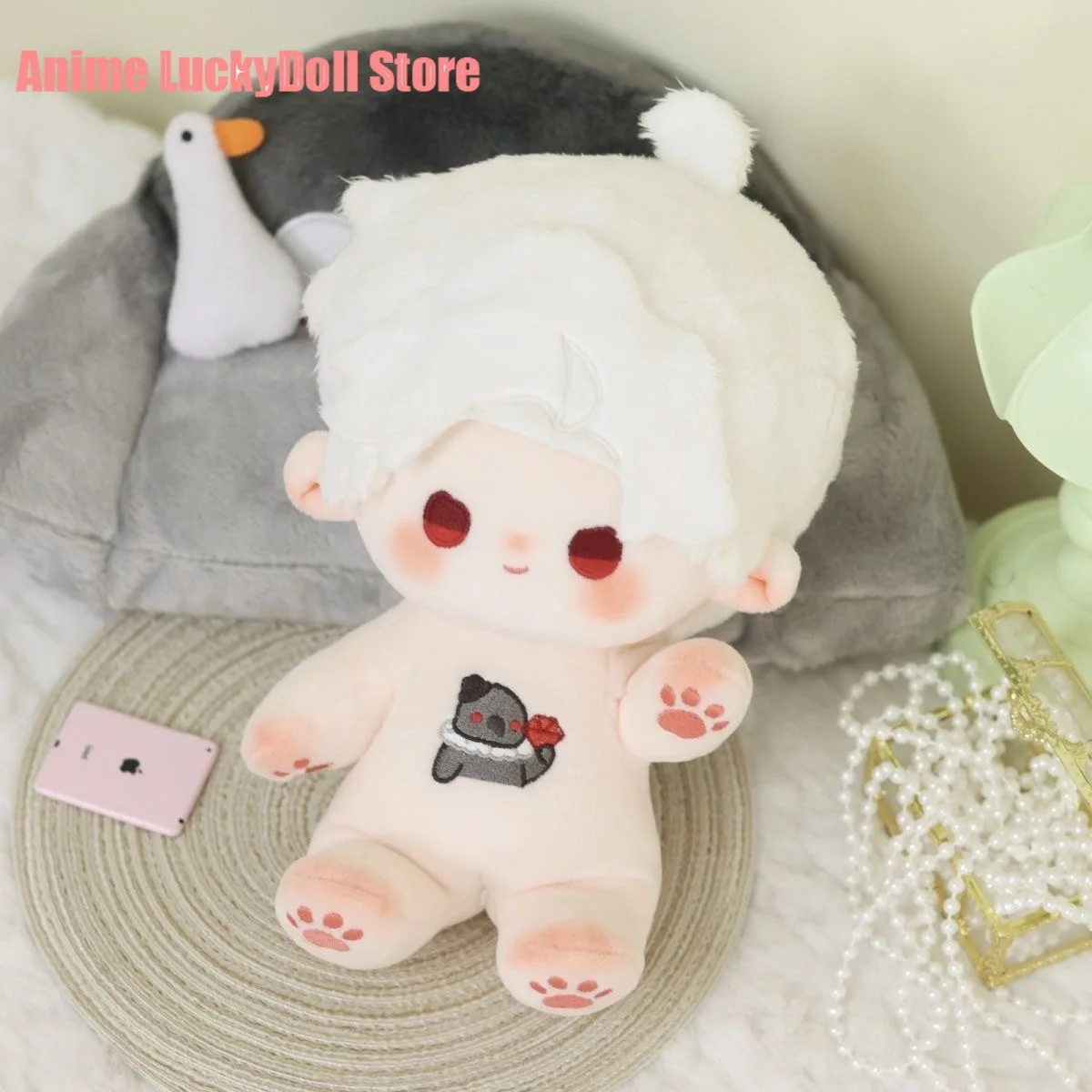 20cm Anime Love and Deepspace Sylus Cosplay Hair slices Series Sitting Posture Dress-up Body Plush Doll Stuffed Toys Maumet Toys