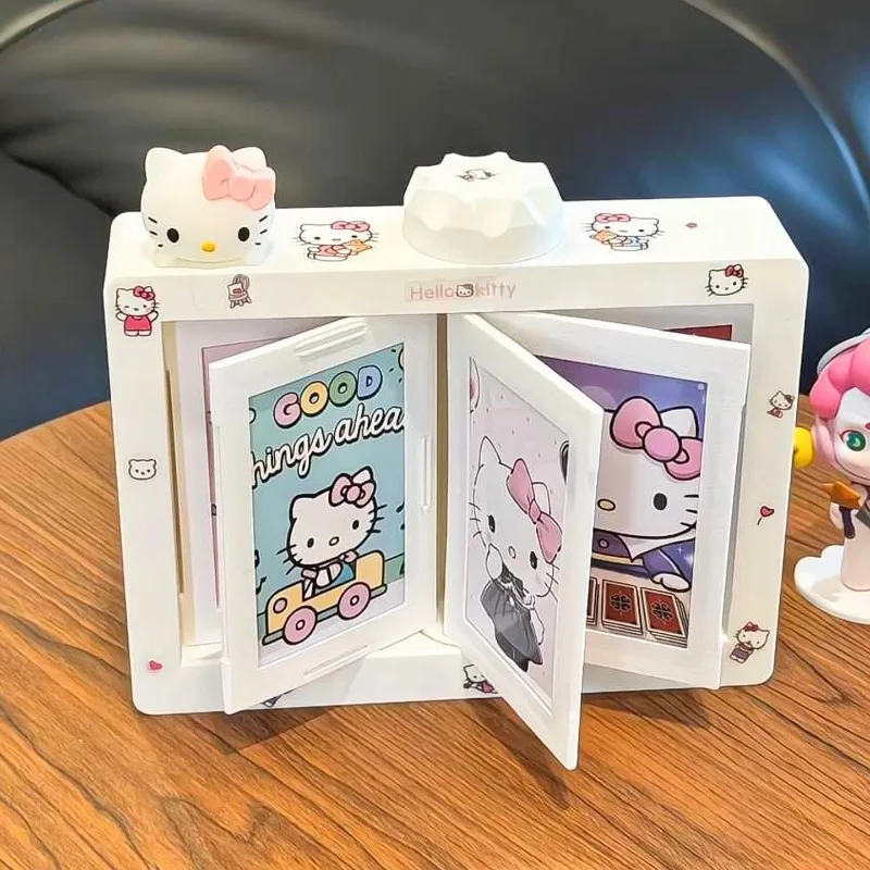 

Cute Hello Kitty Cartoon Anime Album Flipping 3D Rotating Photo Frame Desktop Ornament Toy Student Girl Gift Wholesale