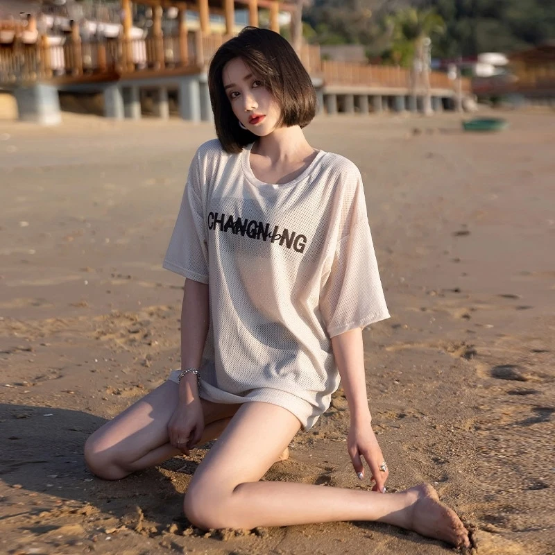 Women's three-piece swimsuit, conservative new popular style, sun-protective, slimming, tummy-concealing, sports swimwear for wo