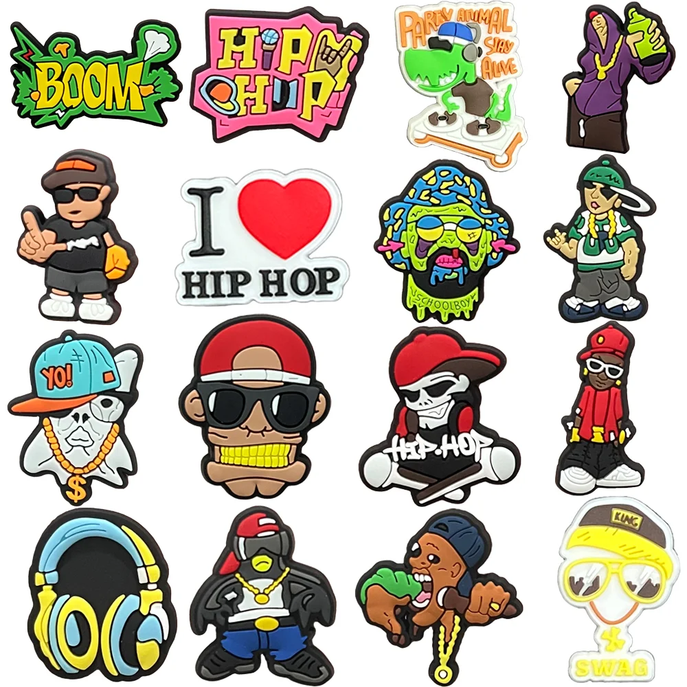 

New Hip-hop Singer 1-16pcs PVC Shoe Charms DIY clogs Shoe Aceessories Sandals Decorate Buckle Girls Fans Gifts