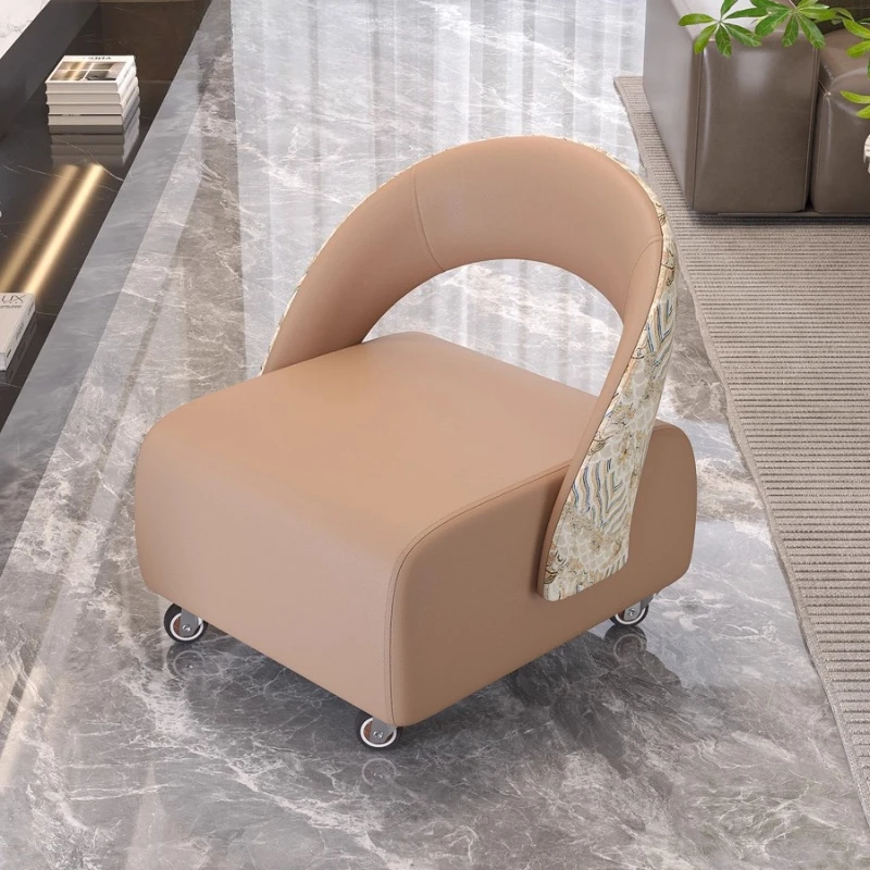 

Поворотный табурет на колесиках со спинкой, современное маленькое сиденье для дома или офиса, мягкая подушка, универсальные колеса, устойчивая конструкция