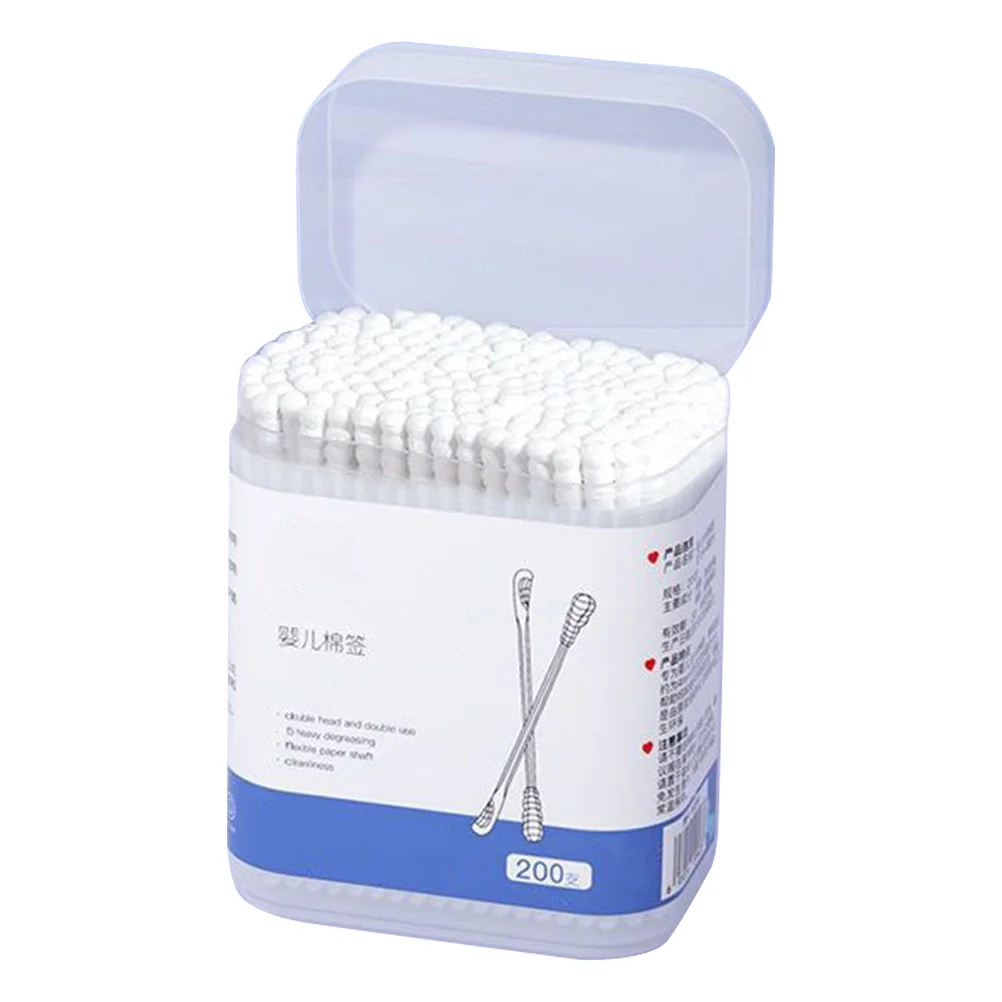 1 коробка, детские ватные палочки, двусторонние для нежной очистки пальцев, пальцев, пальцев, глаз, носа, ушей, безопасные, не падающие ватные головки, многофункциональные для младенцев
