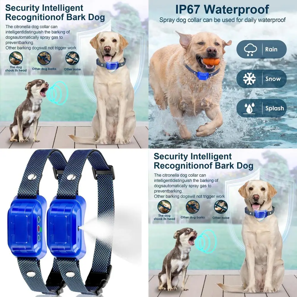 

Citronella Bark Collar Set for Dogs, Adjustable Sensitivity Level 3, No Refill Included, Blue