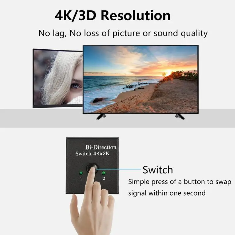 High Definition Multimedia Interface Splitter 2 Input 1 Output 1 Input 2 Output 4K30HZ High Definition Multimedia Interface