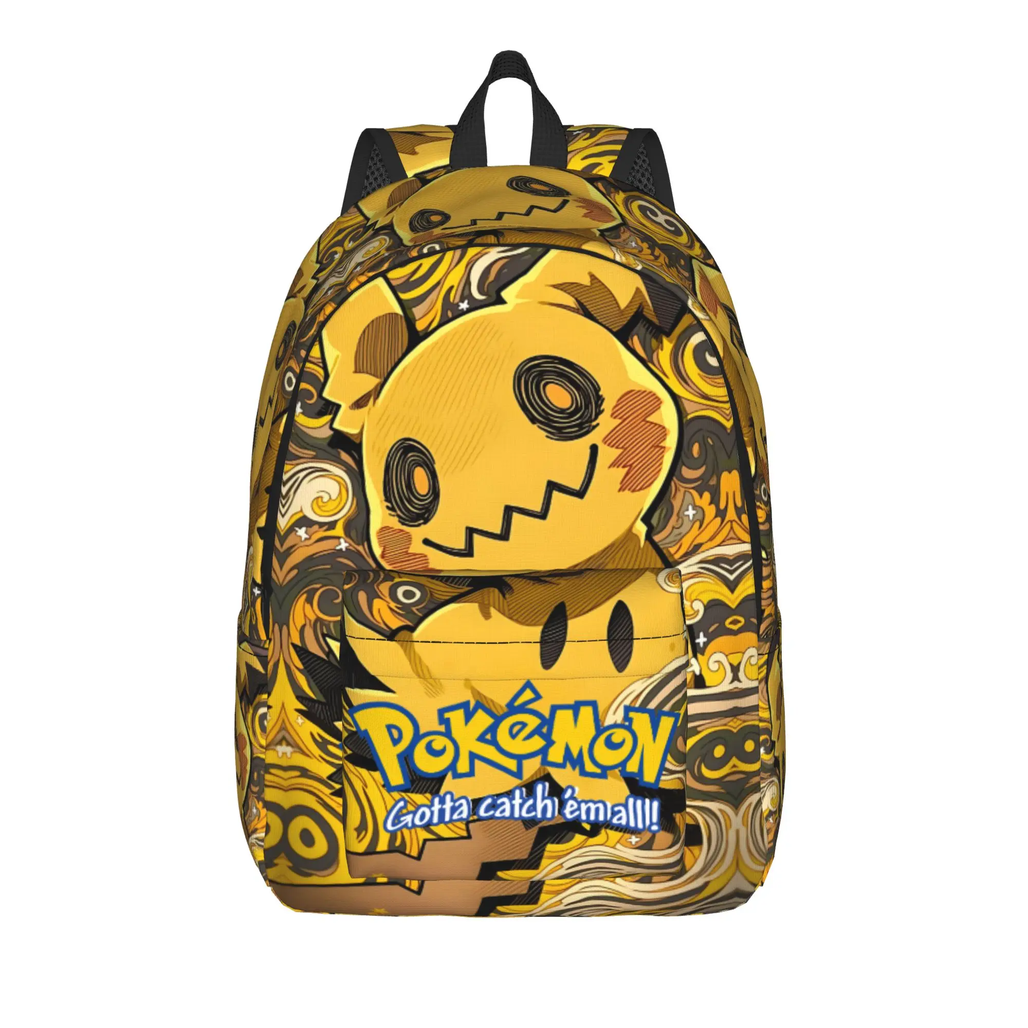 Fashion Pokemon Pikachu Pattern Backpack  Mochilas Daily For Work Office Retro Washable Rucksack