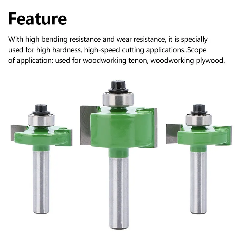 XCAN Milling Cutter 8mm Shank T-Sloting Router Bit with Top Bearing Wood Slot Milling Cutter T Type Rabbeting Woodworking Tool