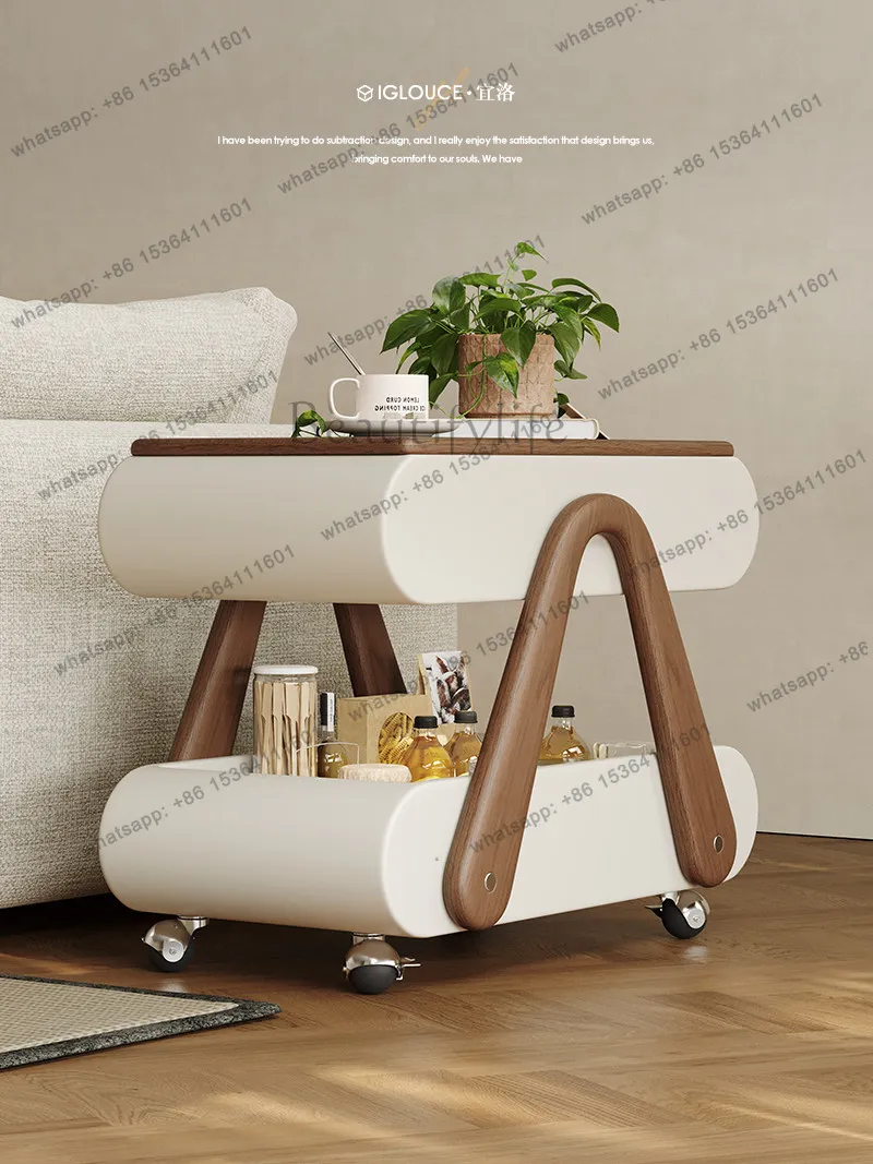 Original Italian minimalist movable side table lift rotating coffee table trolley designer
