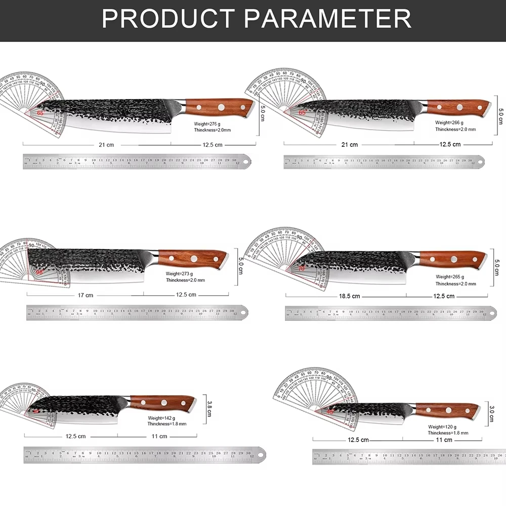 Premium Japanese Knife Set 1-6PCS Sharp Kitchen Knife Including Chef,Cleaver,Utility&Santoku Knife Hand-forged high-carbon Steel
