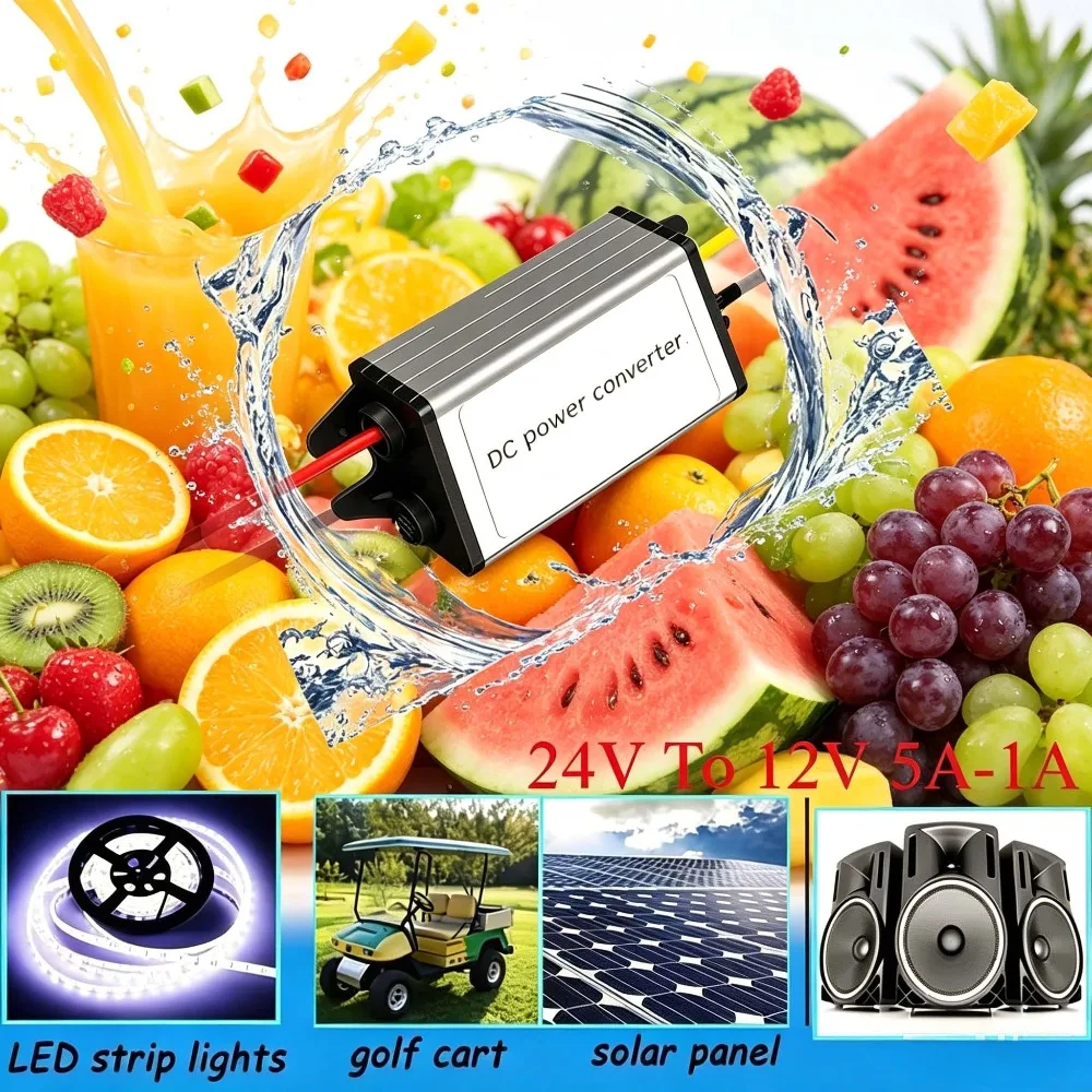 DC 24V To 12V 5A 60W Regulator Power Supply Module Buck Transformer Step Down Voltage Converter Waterproof for Golf Cart Truck