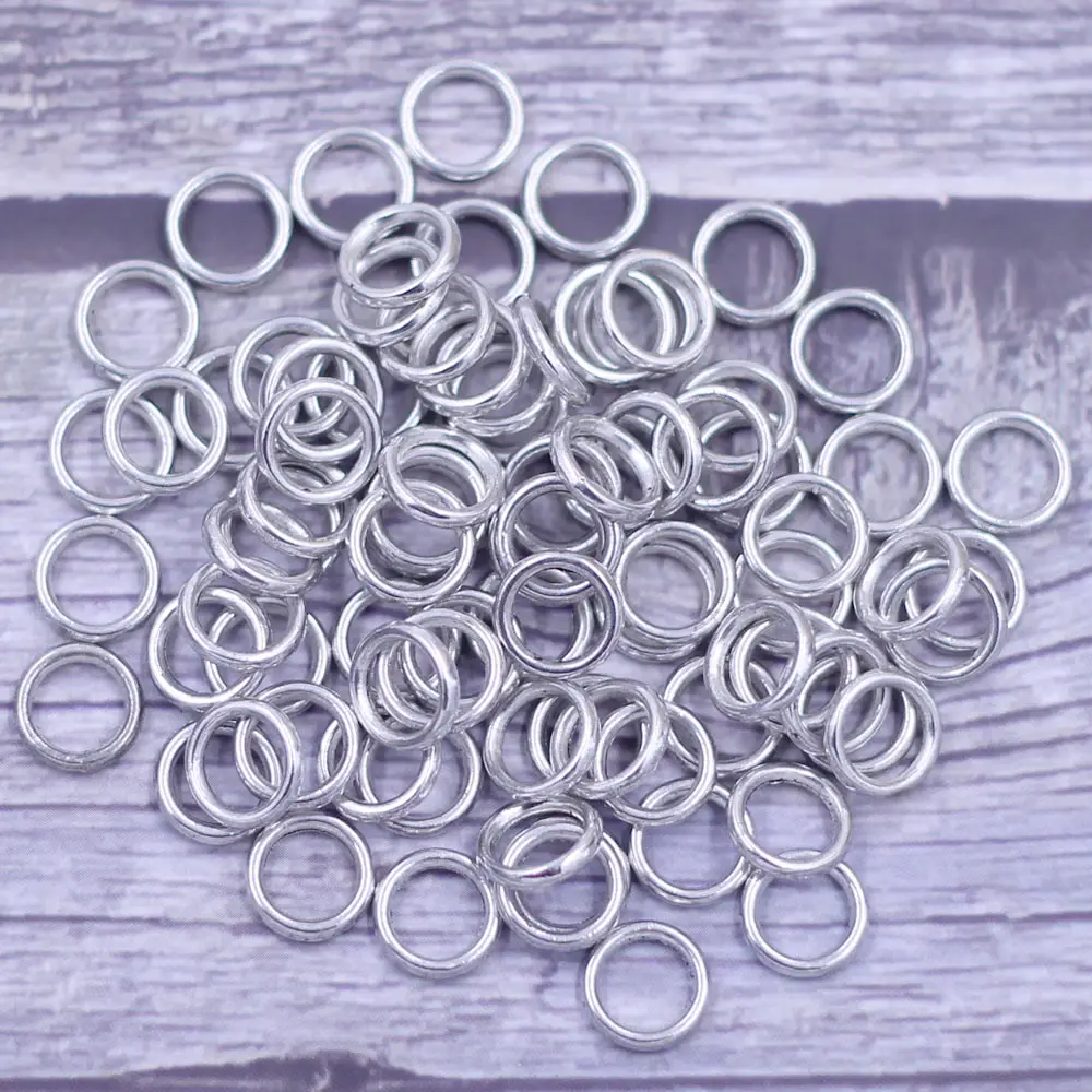 100 Stück geschlossene Bieger inge gelötet runde Metall Silber Ton Schmuck DIY Befunde 8mm – Detail 6