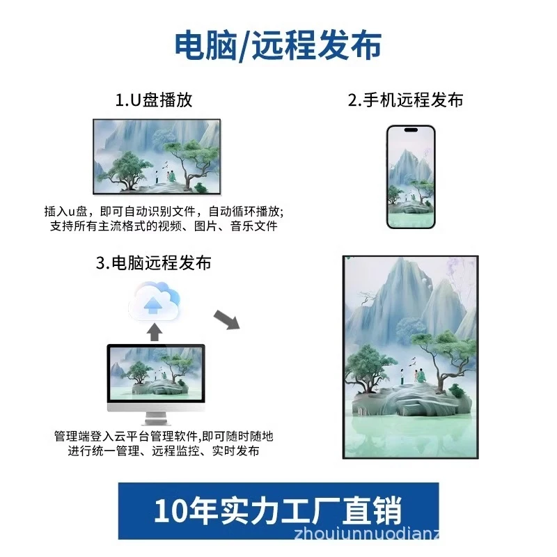 

4K wall-mounted advertising machine, ultra-thin for supermarkets, 43inch touch-screen smart advertising display, horizontal scre