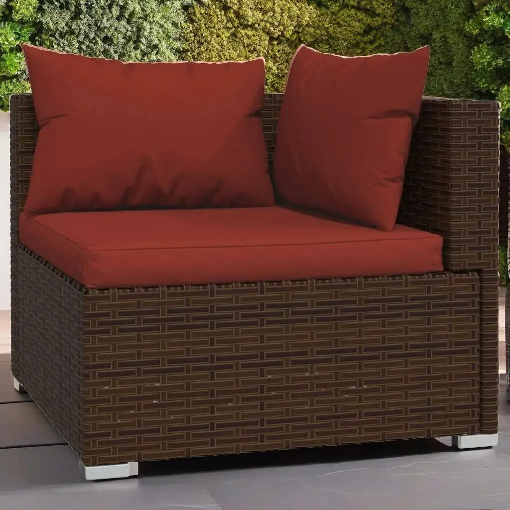 10-Piece Brown Poly Rattan Patio Lounge Set with Cushions - Outdoor Furniture for Garden & Backyard