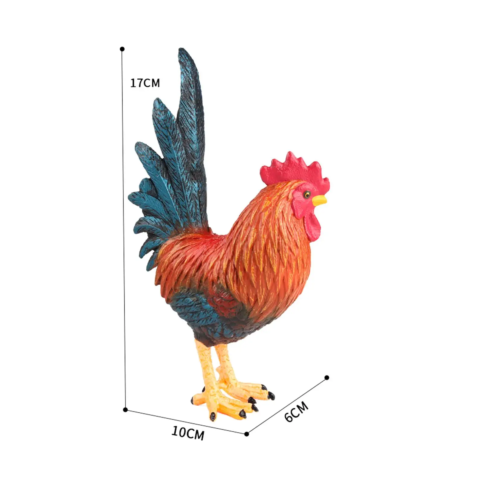 Rooster Statue Miniature Animal Figurine Toy Hand Painted Resin Chicken Ornament Educational Toddler Toy for Home Decor