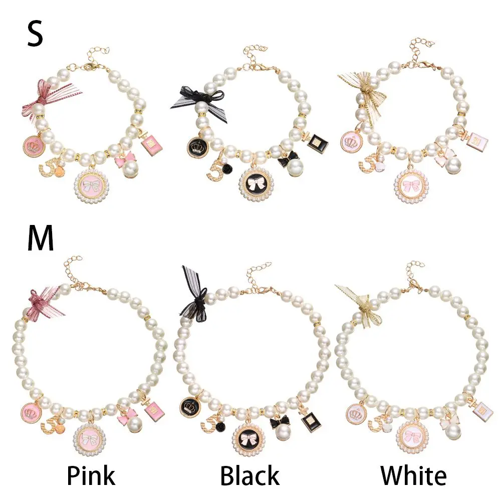 1 PC Adjustable Cat  Pet Pearl Collar Dog Cat Princess Bow Necklace Cat Jewelry Cute Collar Pet Products Puppy Accessories