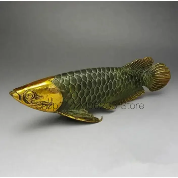 

YM Copper Statue Chinese bronze gilt old handwork lucky home decoration handicraft ' Fish '