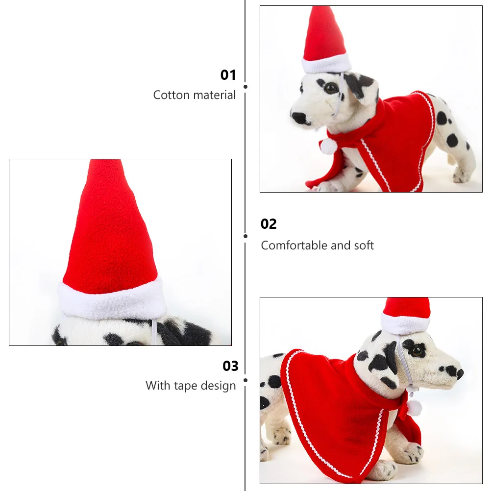 

1 set Pet Hat Cloak Costume Cosplay Dog Cat Clothes Winter Cape Cotton Comfortable Breathable Christmas Party Apparel