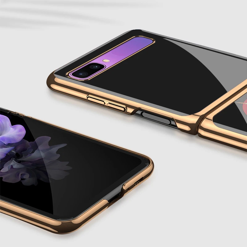 Z Flip 4 Case Funda Case for Samsung Galaxy Z Flip 4 Z Flip 3 2 1 Plating Tempered Glass Coque Phone Case Cover Z Flip 4 Capa