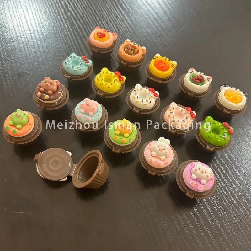 50개 플라스틱 컵 케이크 모양 빈 용기 귀여운 화장품 립밤 병 포장 귀여운 어린이 립스틱 케이스 립 스크럽 용기 3g