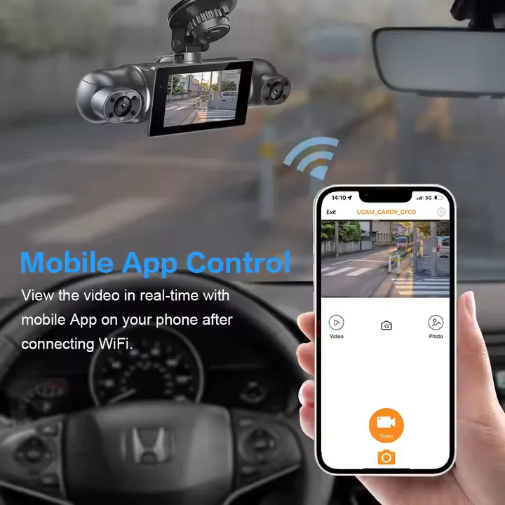 4 Channel 1080P FHD Dashcam Wide Angle 3.0" IPS Screen Built - in WiFi & External GPS Loop Recording Parking Car Monior