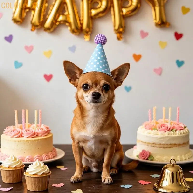 Plaided Party Cone Cap for Small Dog Cats Animal Birthday Celebration Dressingup D0LD
