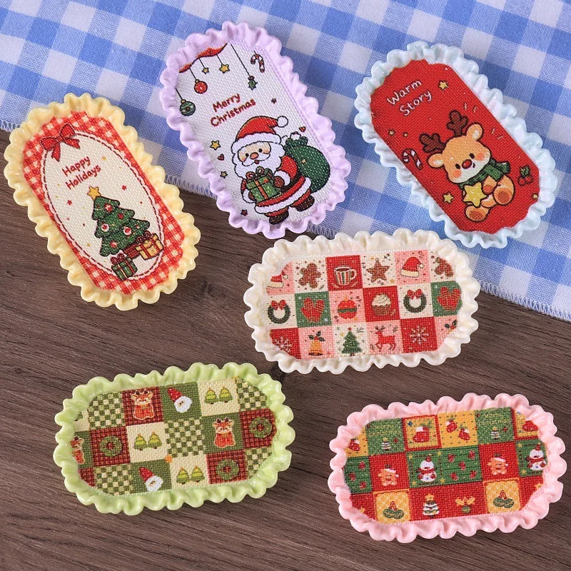 Mini Plate Christmas Resin with Curled Rim Christmas Tree Plate Model Ornament DIY Craft Accessories Tray Desktop Decoration