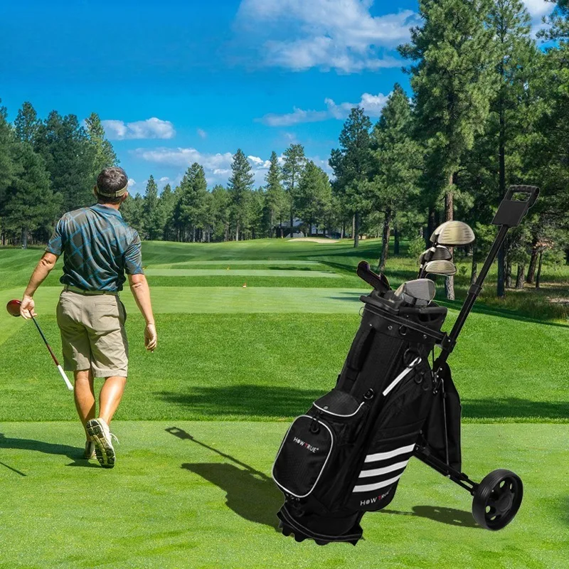 

Golf Push Cart, Bag Cart, Outdoor Golf Bag Pull Compact Professional 2 Wheel Trolley Golf Accessories
