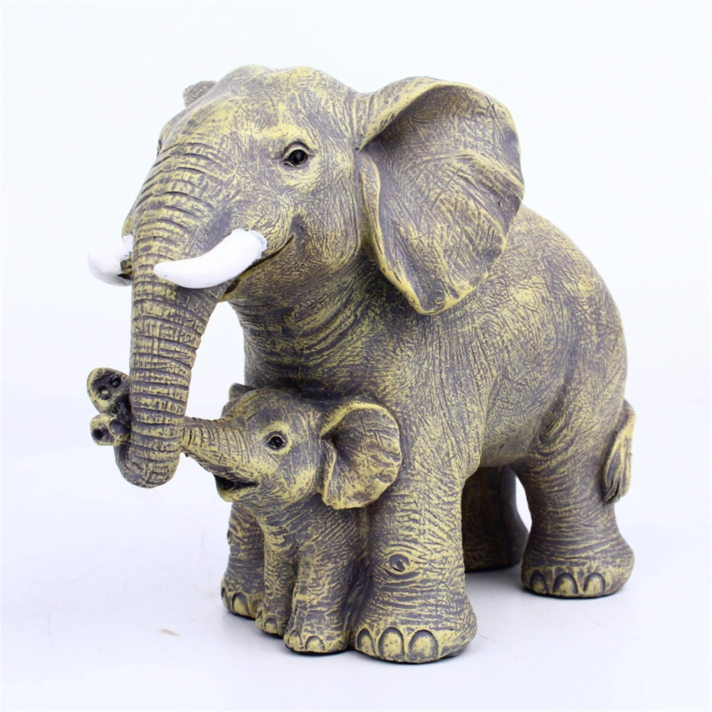 

Animal Statue Elephant Family Figurine Resin Calf Kids Miniature Home Novelty Ornament Handcraft Decoration Gifts for Interior