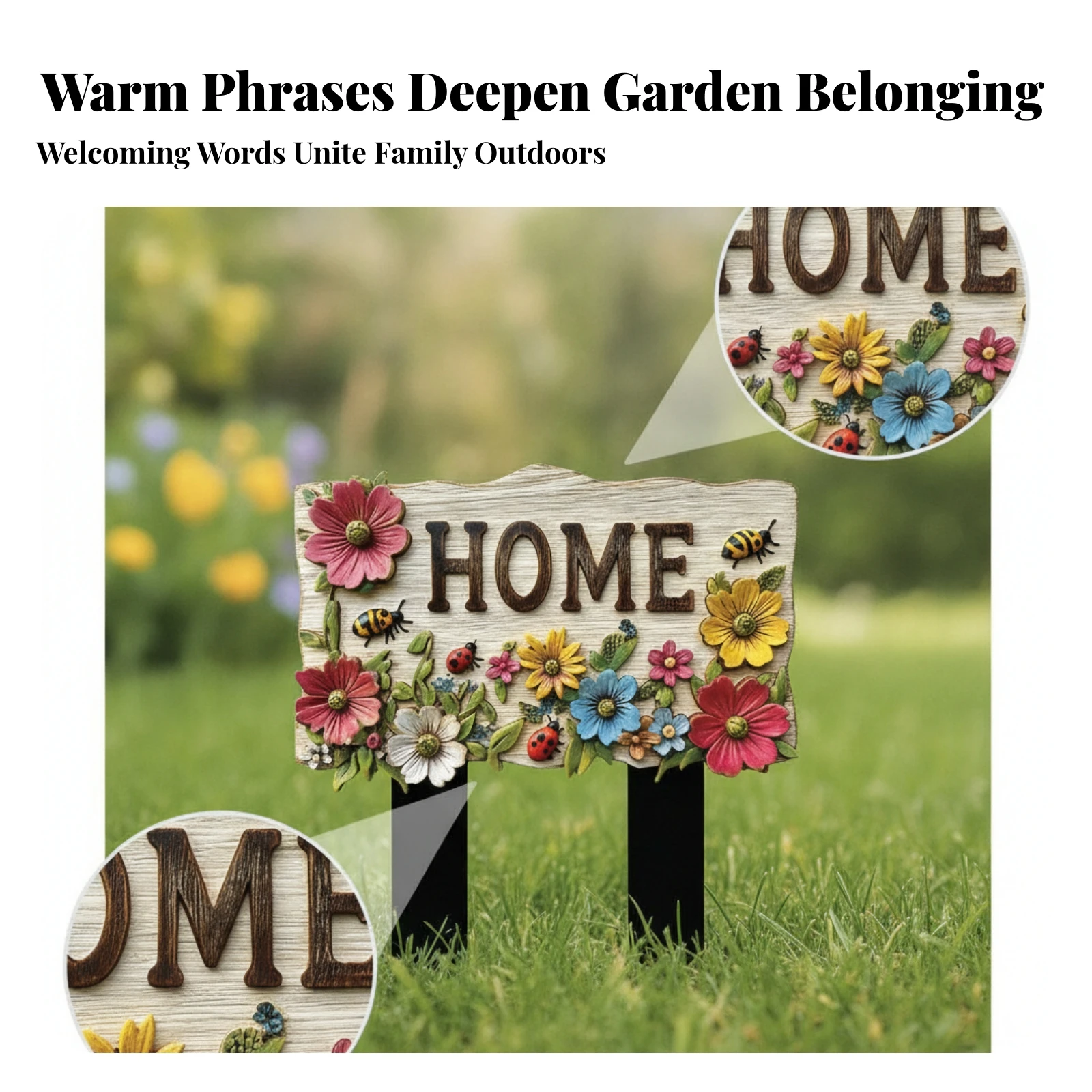 Yard Stake Sign Ground Stakes Wooden Garden Stake Sign for Patio, Home Entrance