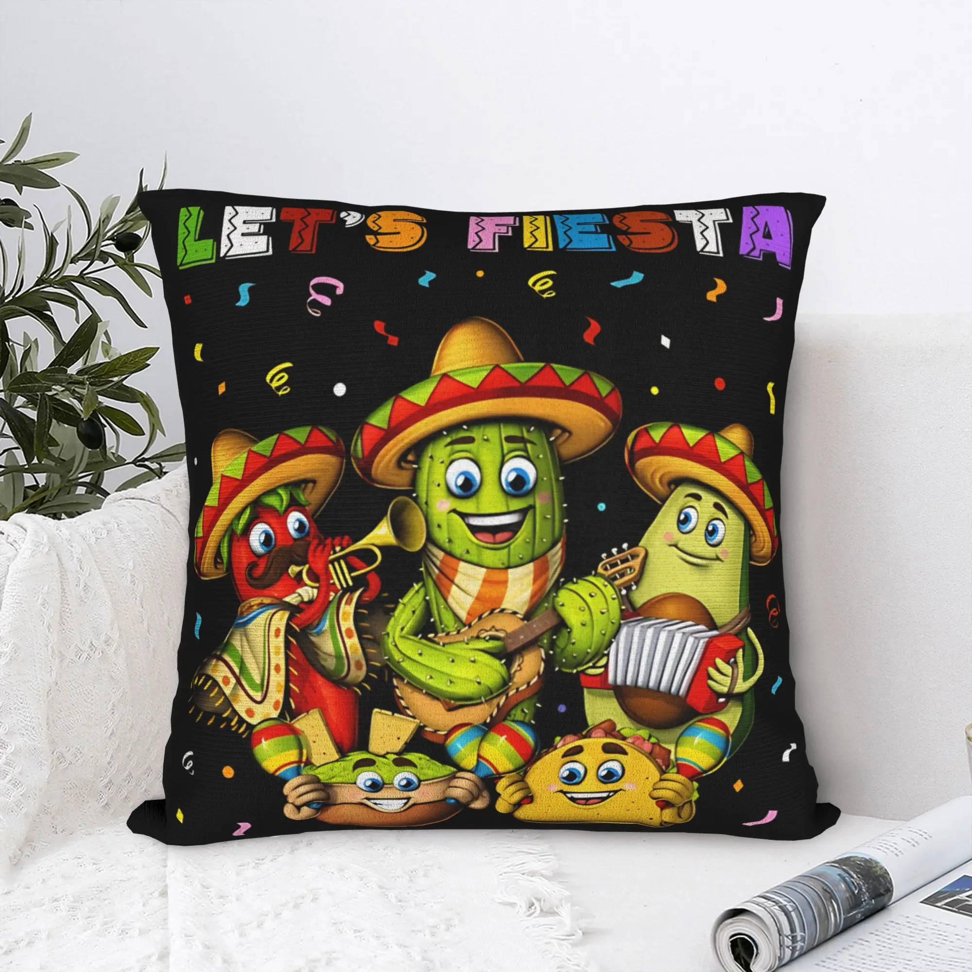 Let's Shift Party Fiesta Pillowcases Mexican Amigo Cinco De Mayo Kawaii Pillow Case For Couch Sofa Bedroom Print Pillow Cover
