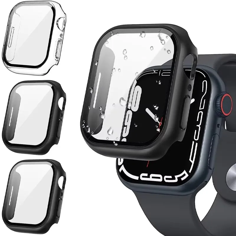 Vetro + copertura per custodia Apple Watch iWatch 41mm serie 7 8 9 protezione schermo per Apple watch serie 7 8 9 45MM custodia per accessori