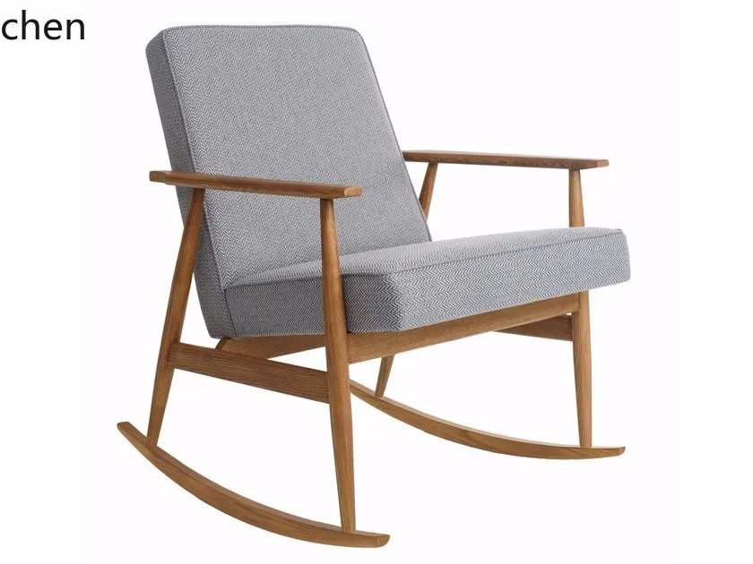 CZ Solid Wood Single Balcony Recliner Modern Sofa Rocking Chair Ash Wood