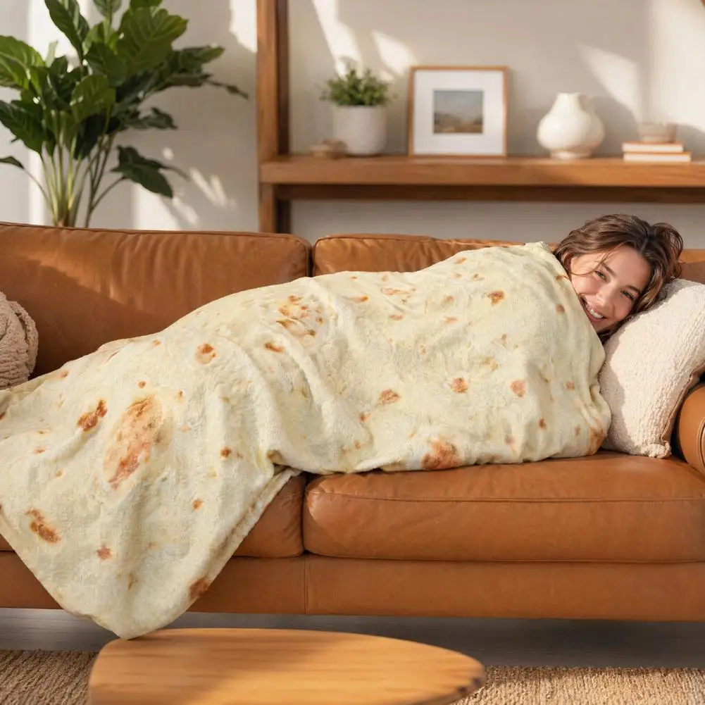 Flannel Blanket Funny Tortilla Printing Blanket Cozy Soft Lightweight Warm For Couch Sofa Bed Couch Office Dormitory