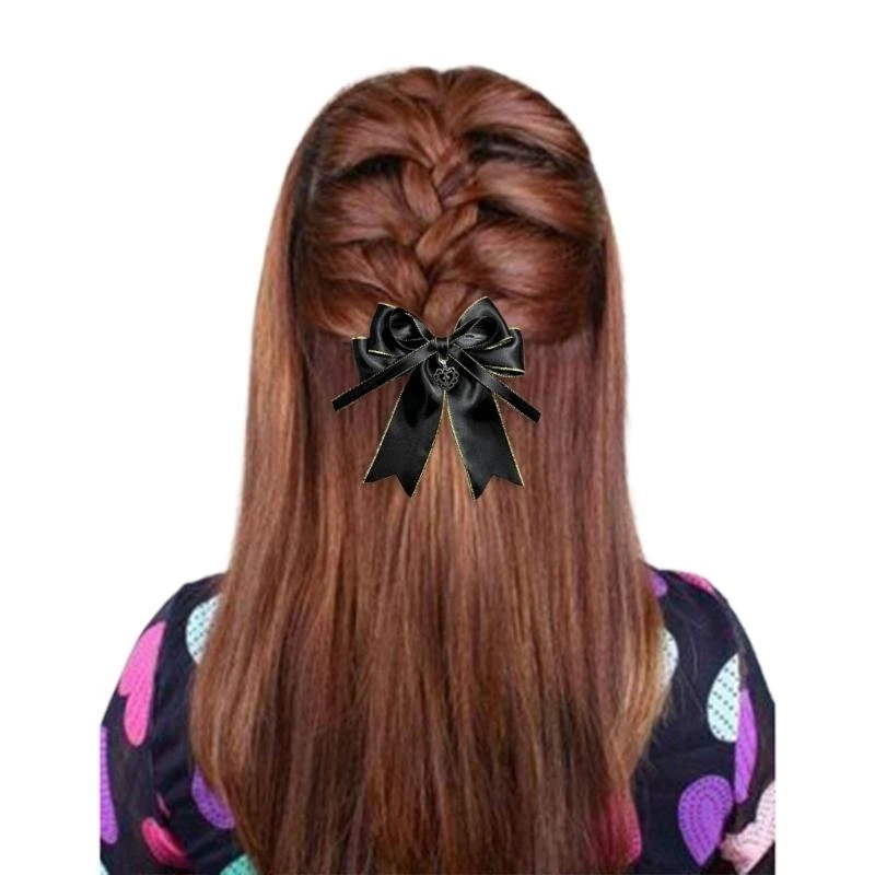 39BC Gothic Flat Clip Hairpin 2000s Balletcore Headdress Bunches Headdress Elegant Bowknot Headdress