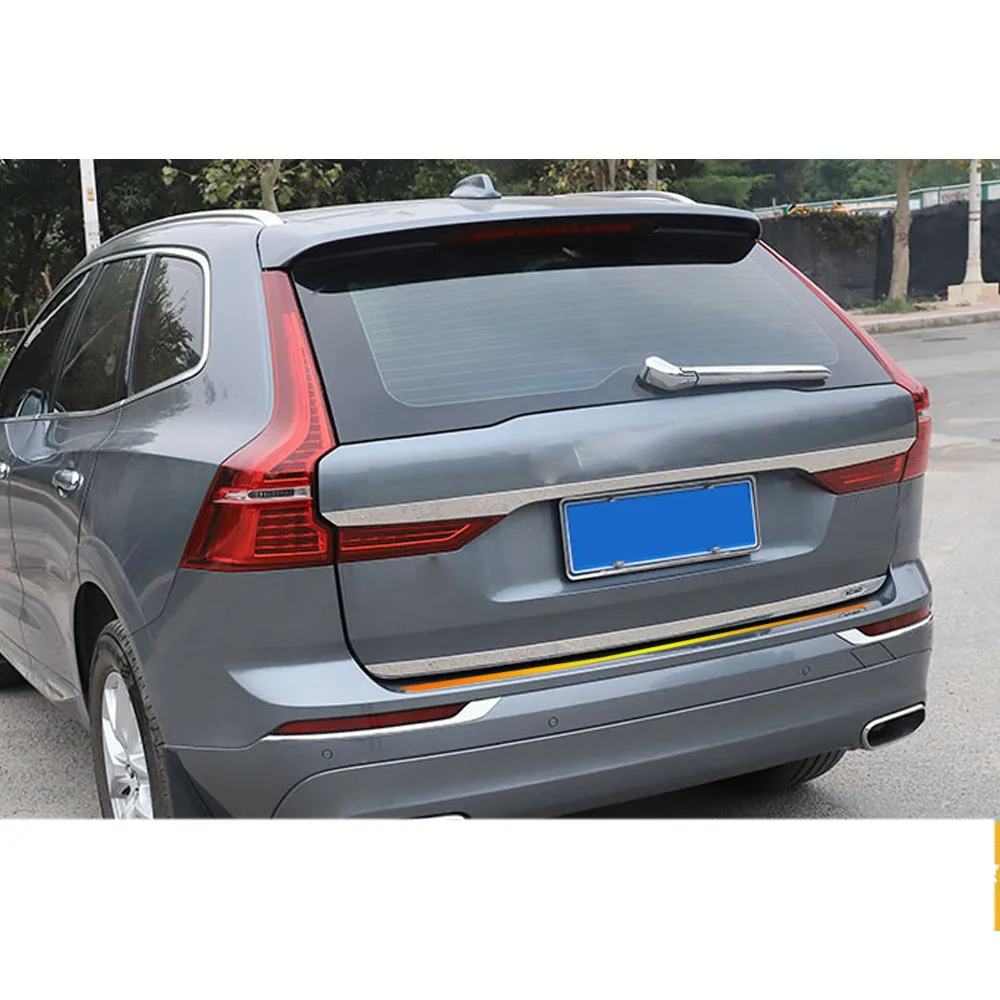 Car Stick Body Rear Back Door License Tailgate Bumper Frame For Volvo XC60 2018 2019 2020 2021 Plate Trim Trunk 1pcs Accessory