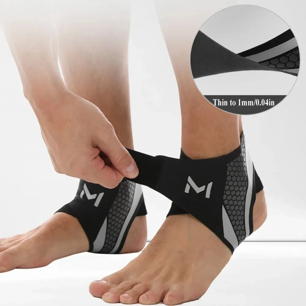Non-Slip Ankle Compression Sleeve Wrap, Elastic Support for Weak Ankles, Basketball Soccer Running Protection for Men Women