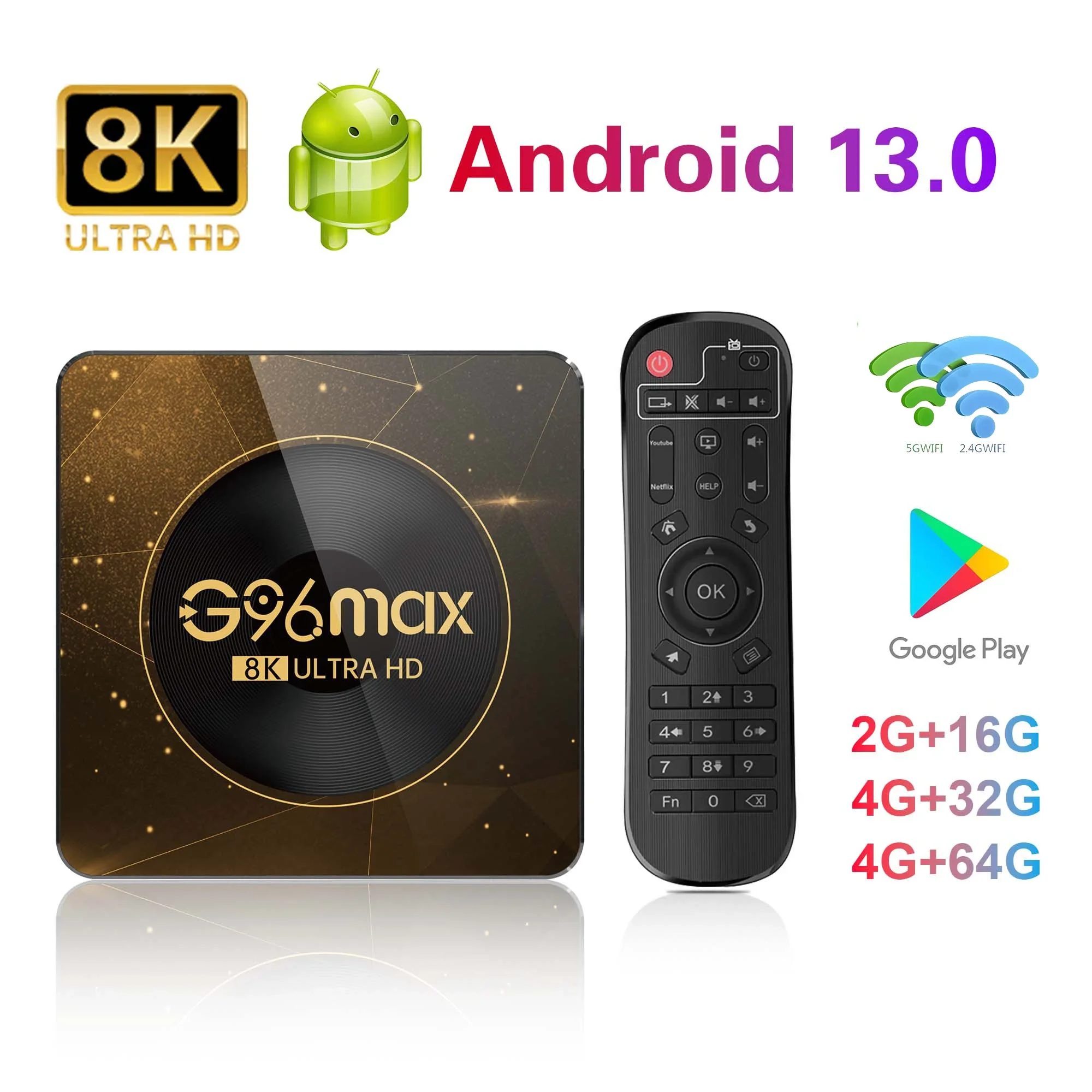 

2024 G96Max Android13 Amlogic RK3528 4K Ultra HD Smart TV Box Wifi6 Fast Stable Transmission Media Player ATV Youtube Chromecast