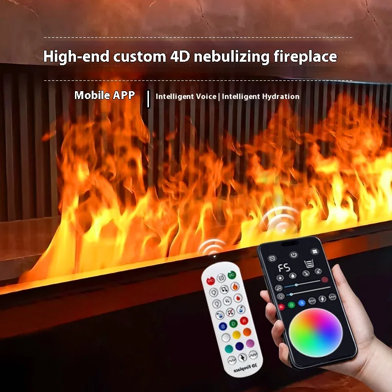 

Умный дом 3D камин, водяной паровой увлажнитель, светодиодный декоративный пламя, ТВ-стена, звук дров, растрескивание парового электрического камина