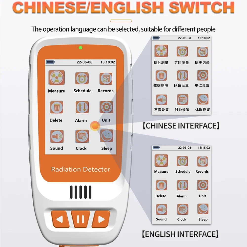 AIKESI HFS-20 Portable Handheld Sensitivity Geiger Counter Dosimeter Nuclear Radiation Detector Beta Gamma X-ray Monitor