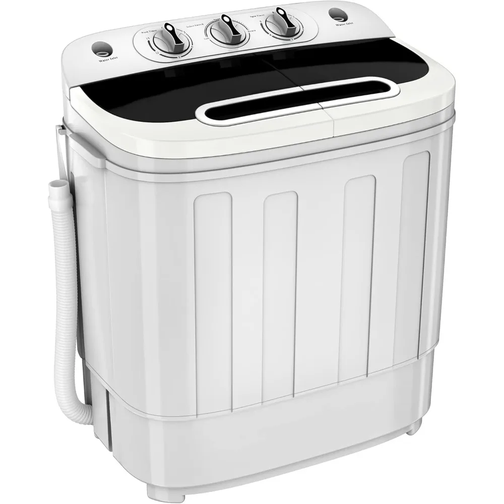 

Portable Clothes Washing Machine Mini Twin Tub Washing Machine 13lbs Capacity with Spin Dryer,Compact Washer and Dryer Combo