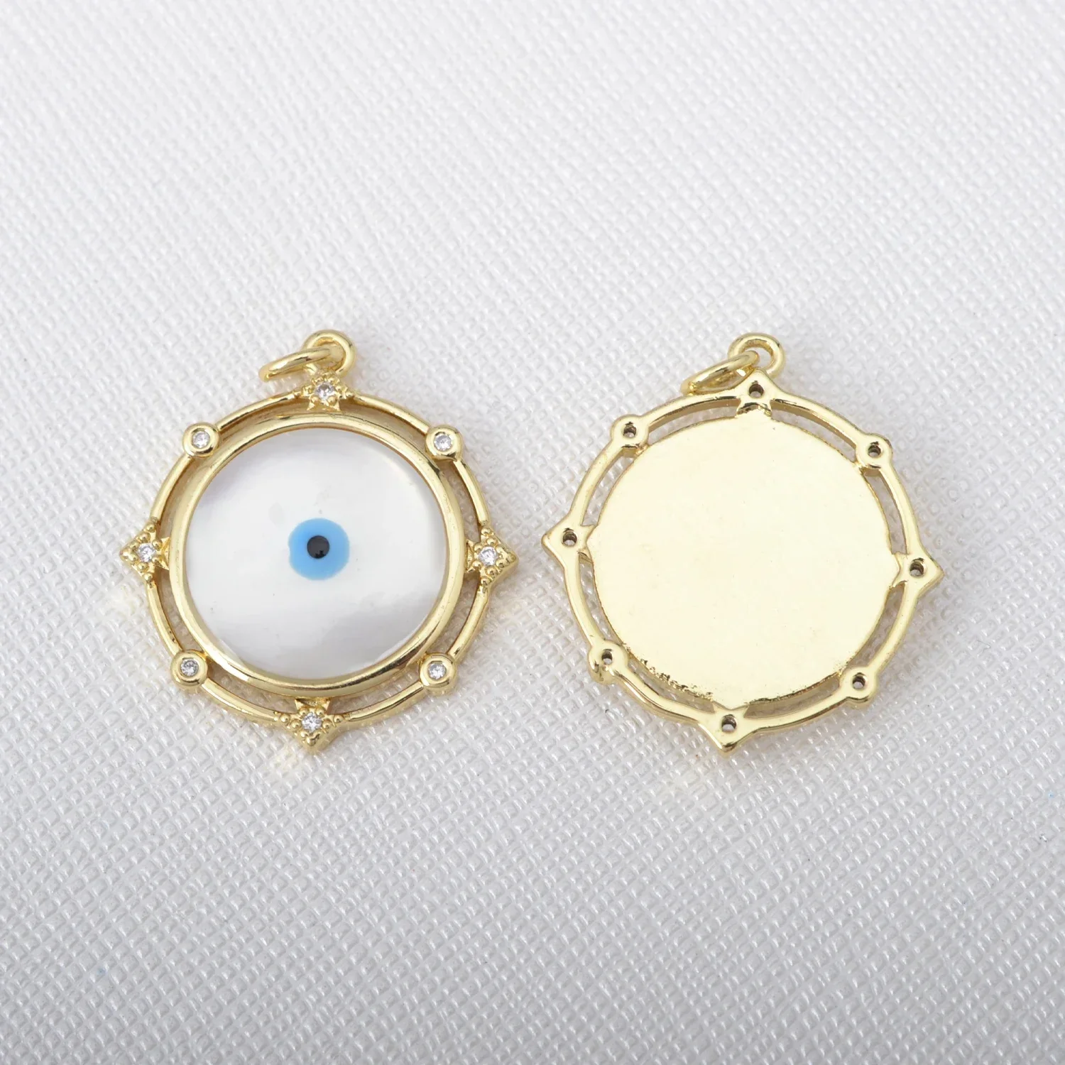 5 Pcs Enamel Pendants DIY Necklace Jewelry Making Accessories Devil Eye Tauren Lock Teardrop Shape Round Oval Heart Zircon Charm