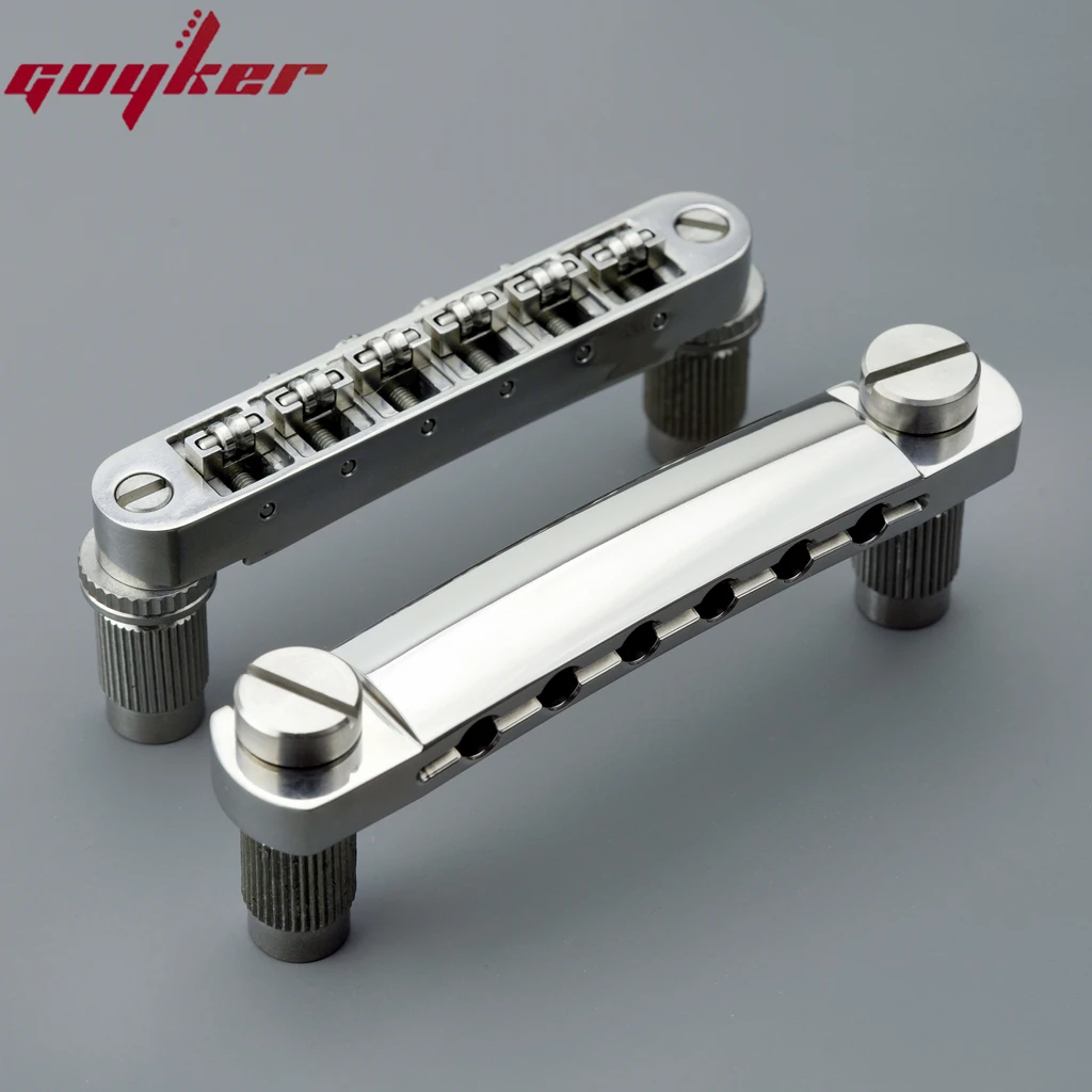 Guyker Titanium Alloy Tune-O-Matic Roller Saddle Guitar Bridge +Guitar Stop Bar Tailpiece with Anchors for LP SG Guitars