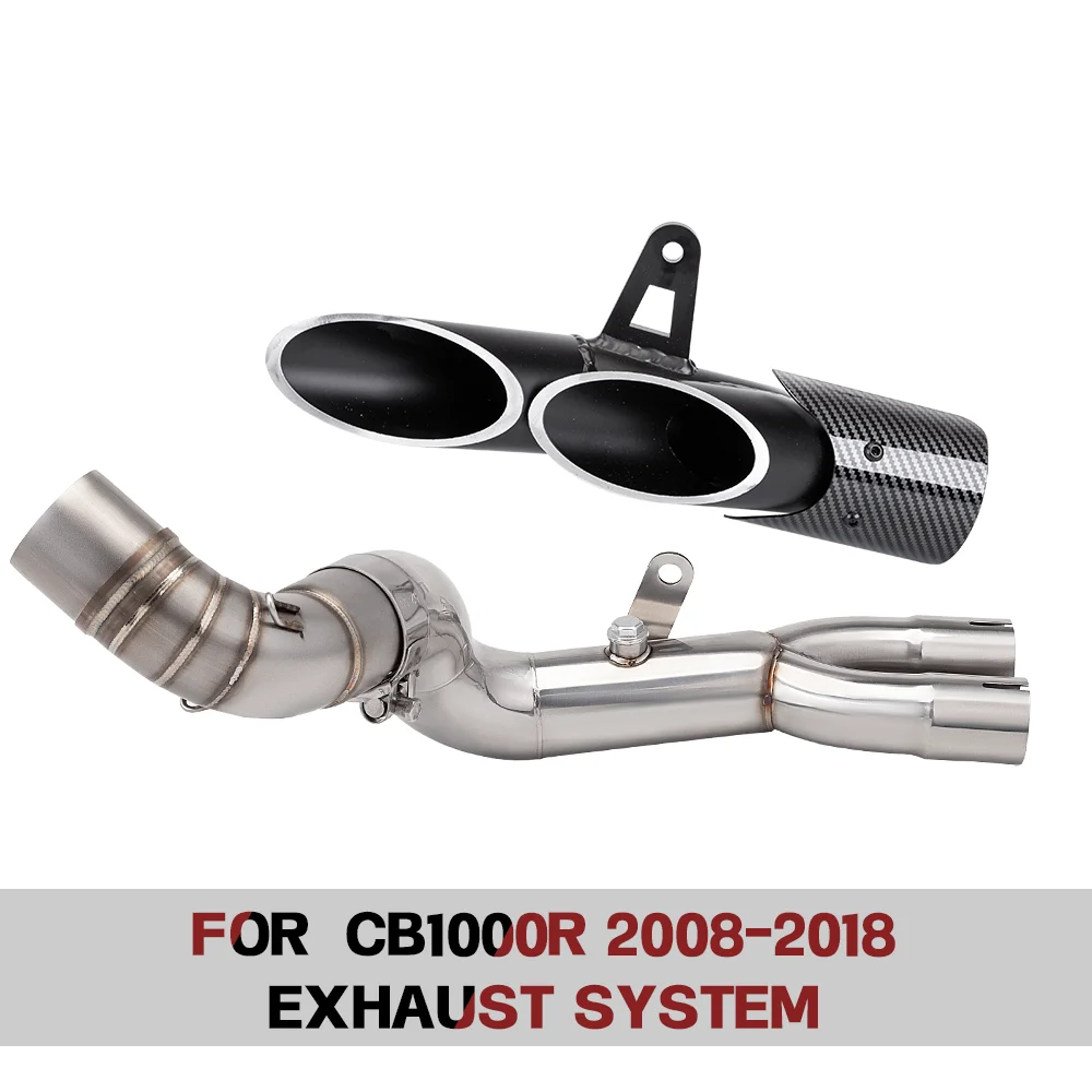FOR CB1000R (2008-2018) Slip On Motorcycle Exhaust Kit Matching Mid Pipe Link Tube And TOCE Dual Hole Tail Section