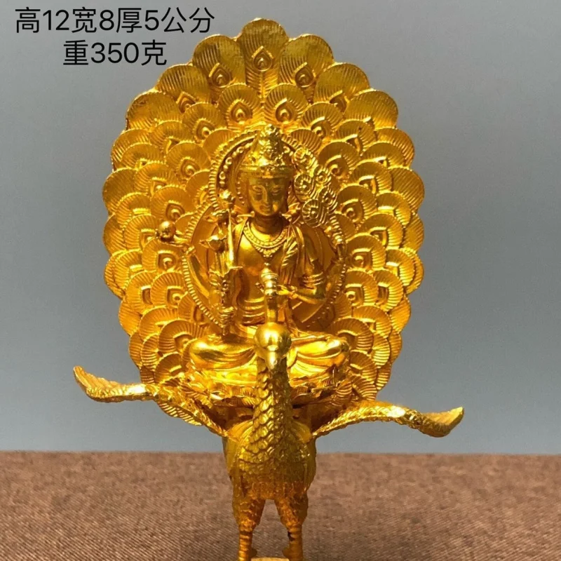 Antique High-End Home Decorations: Peacock Mingwang Buddha Statue, Gilt Buddha, Tantric Deity, Vajra Guardian Buddha Craft