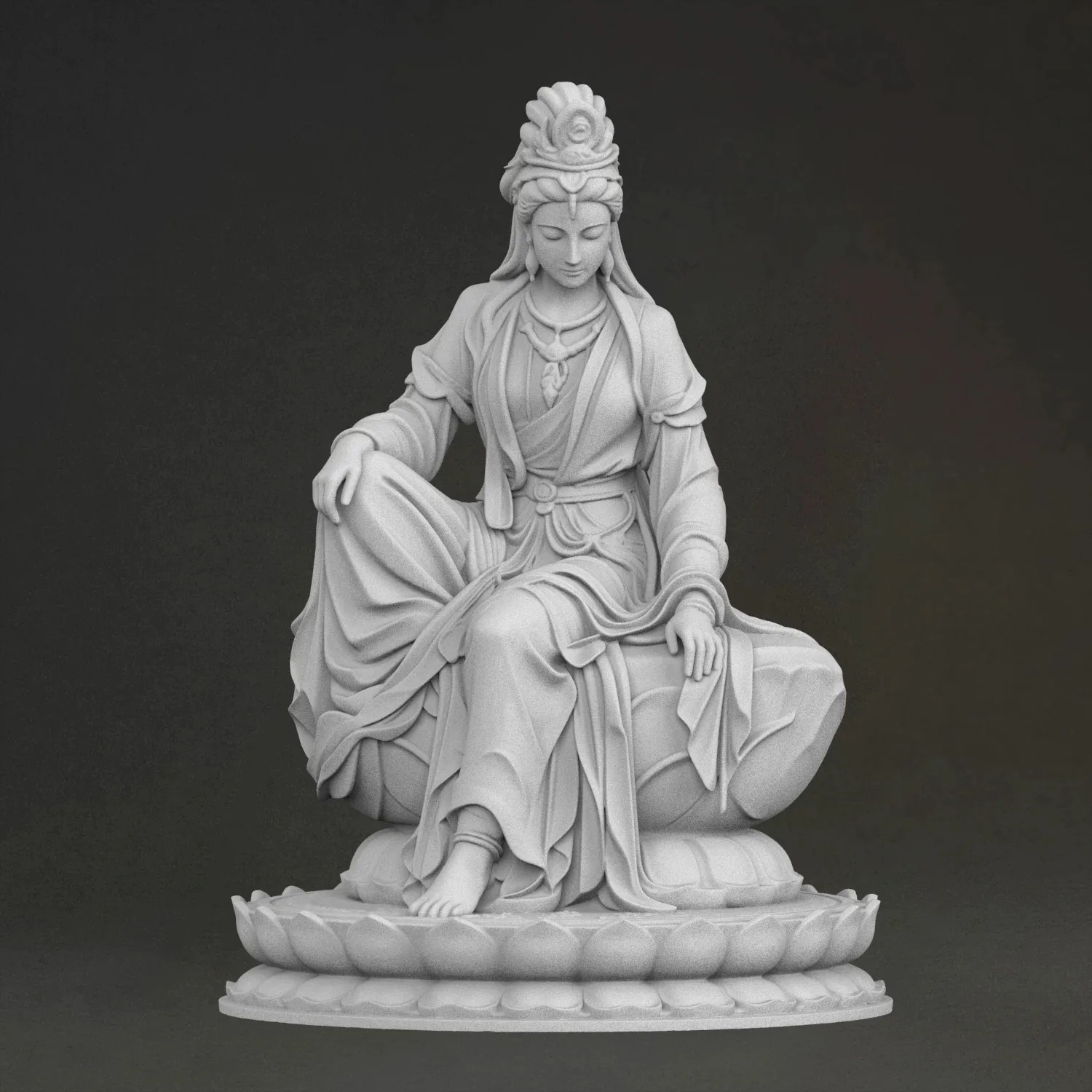 'The Free Guanyin' Sculpture, 3D Printed Resin Material, Hand-Painted, Plaster-Like Textured Decoration (Ships Within 10 Days)