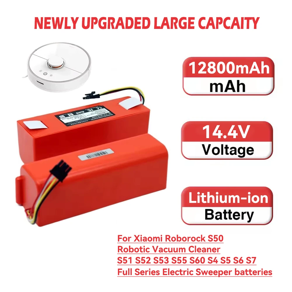 14.4V 6500mAh Original Replacement Battery For Xiaomi Roborock S50 S51 S52 S53 S55 S60 S4 S5 S6 S7 Robot Vacuum Cleaner Battery