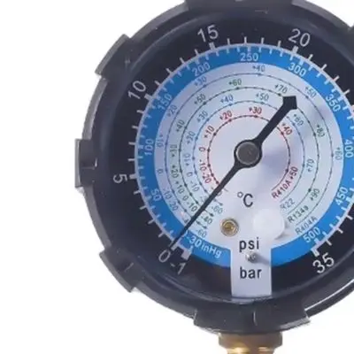 For R410A Compatible Manifold Gauge for HVAC Refrigerant Charging with Support for R32 R22 R404A and G1/4 Thread Interface