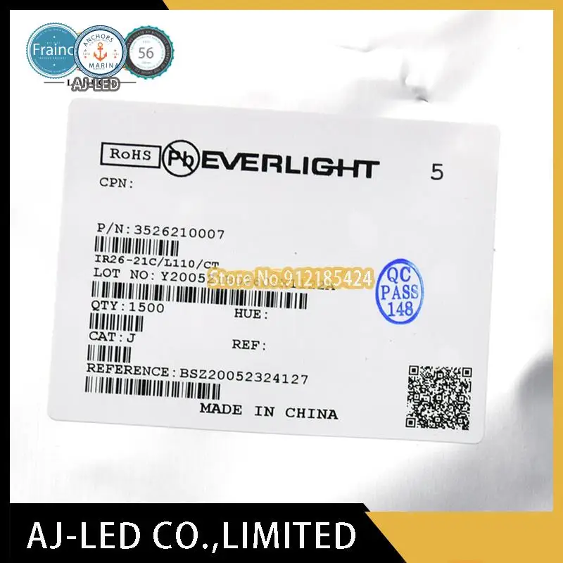 50 قطعة/الوحدة IR26-21C/L110/CT SMD 1206 أنبوب الارسال بالأشعة تحت الحمراء 940nm زاوية ± 20 ° تايوان ايفرلايت جديد