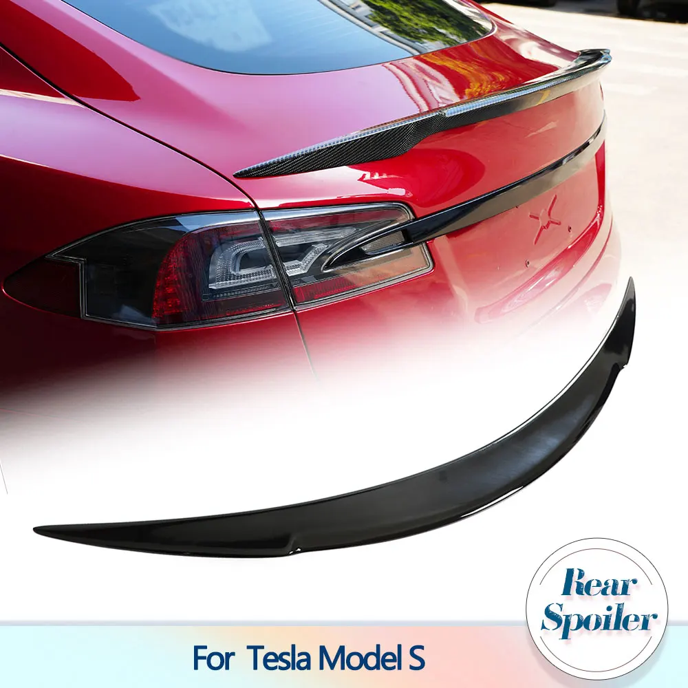 

Car Rear Trunk Boot Lid Lip Wing Spoiler for Tesla Model S 2014-2019 Carbon Fiber Rear Spoiler Rear Wing Lip